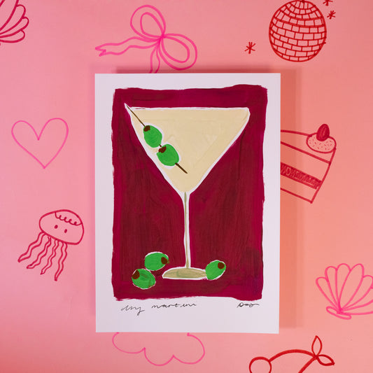 maroon and yellow martini print