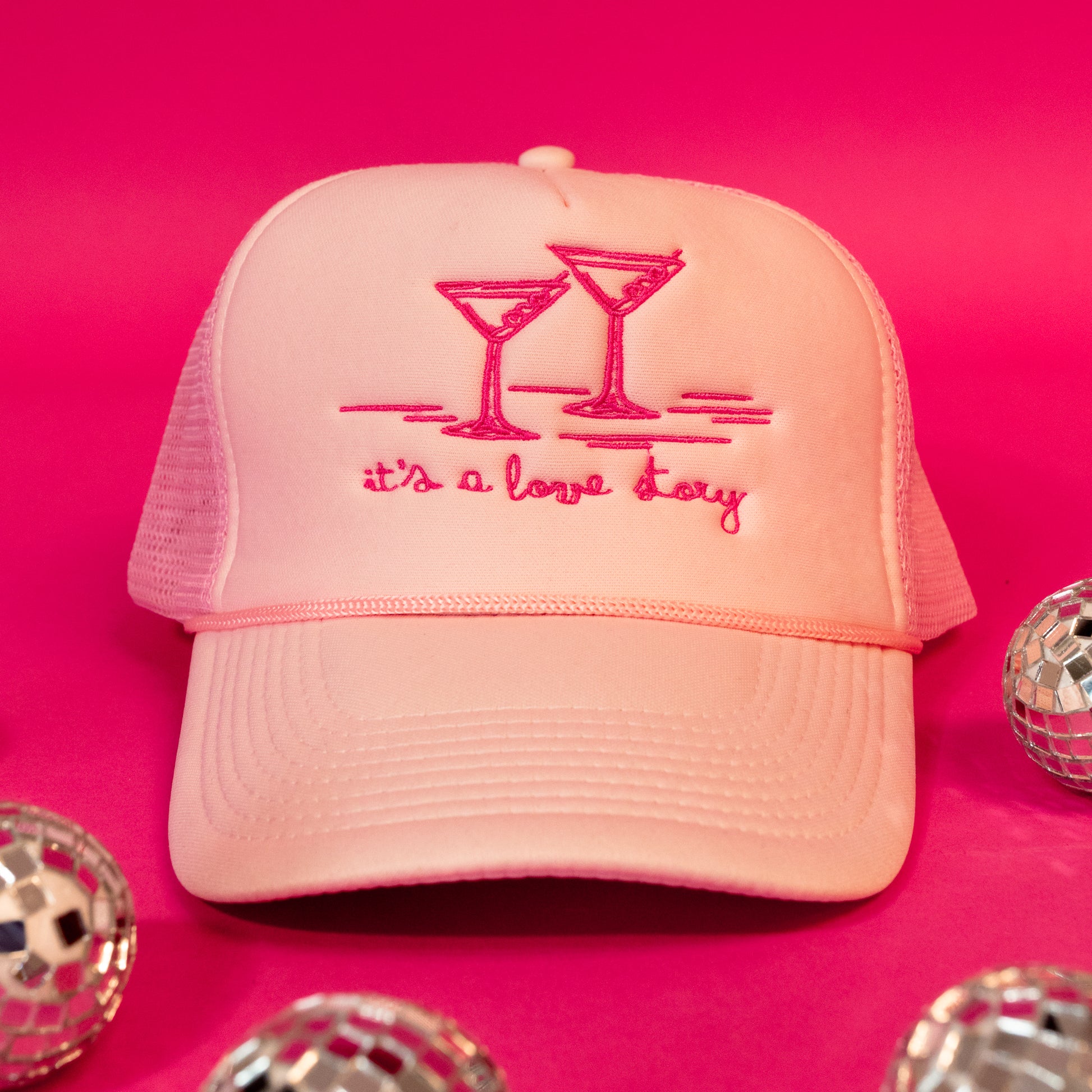 light pink love story hat