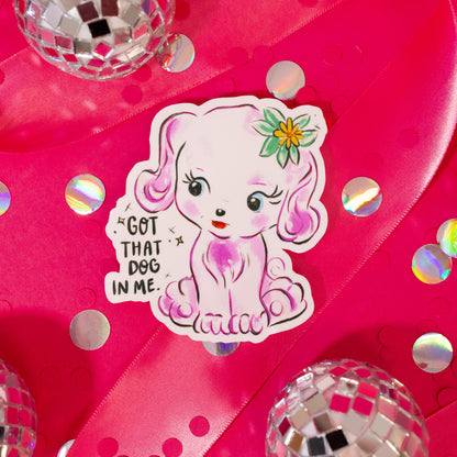 pink dog sticker