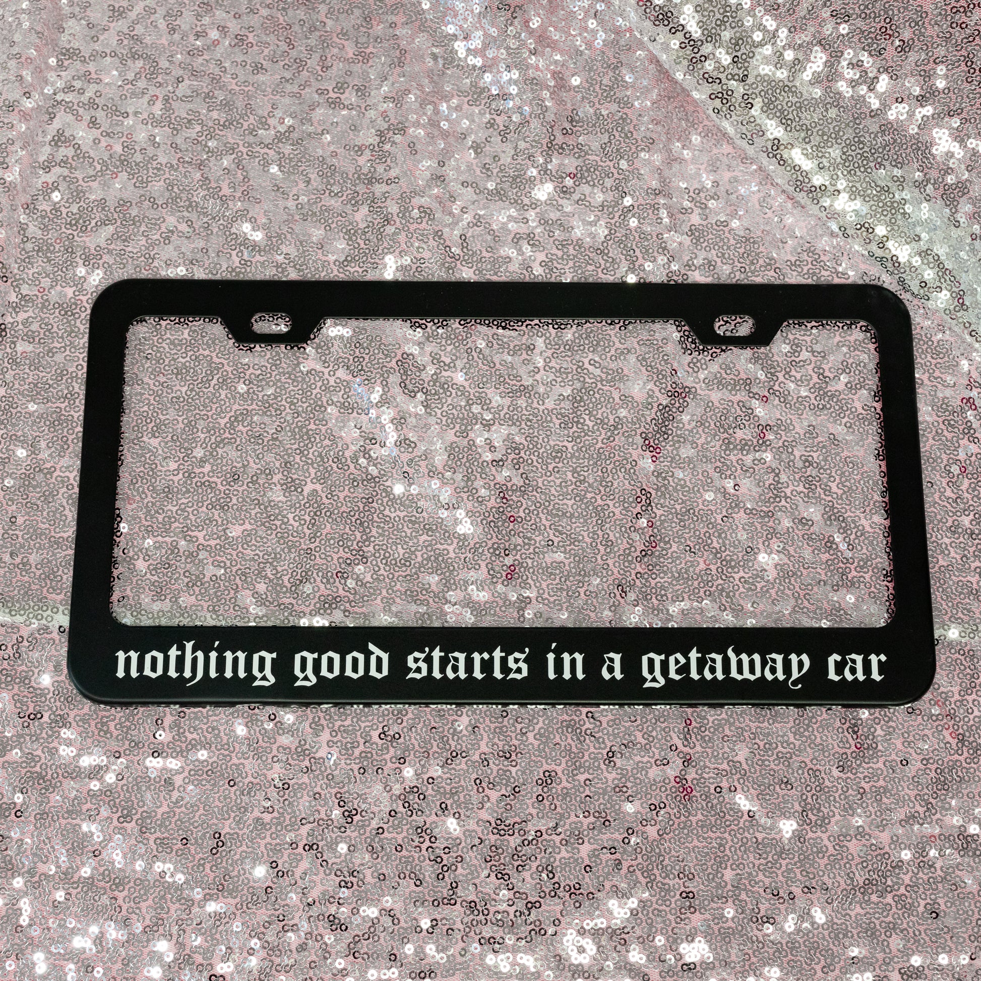 black and white license plate cover