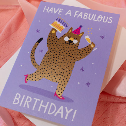 purple white and yellow birthday card