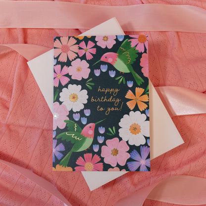 pink, orange and purple floral card