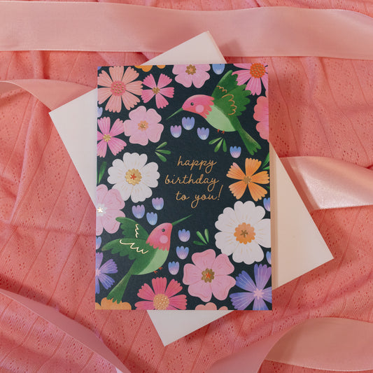 pink, orange and purple floral card