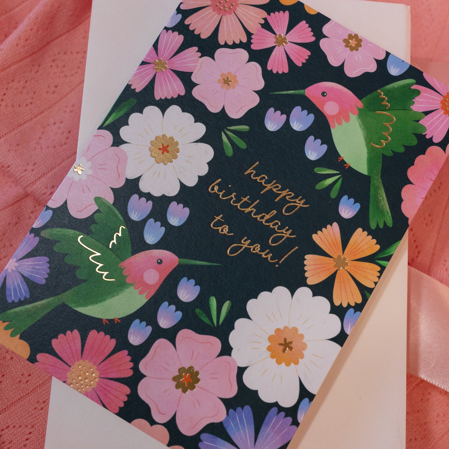 floral and bird greeting card