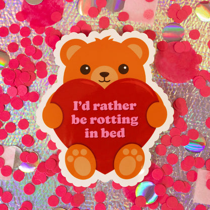 teddy bear holding red heart sticker