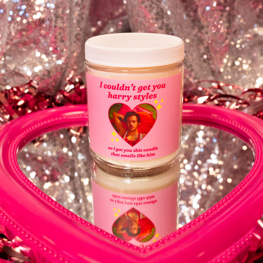 pink heart harry styles jar candle