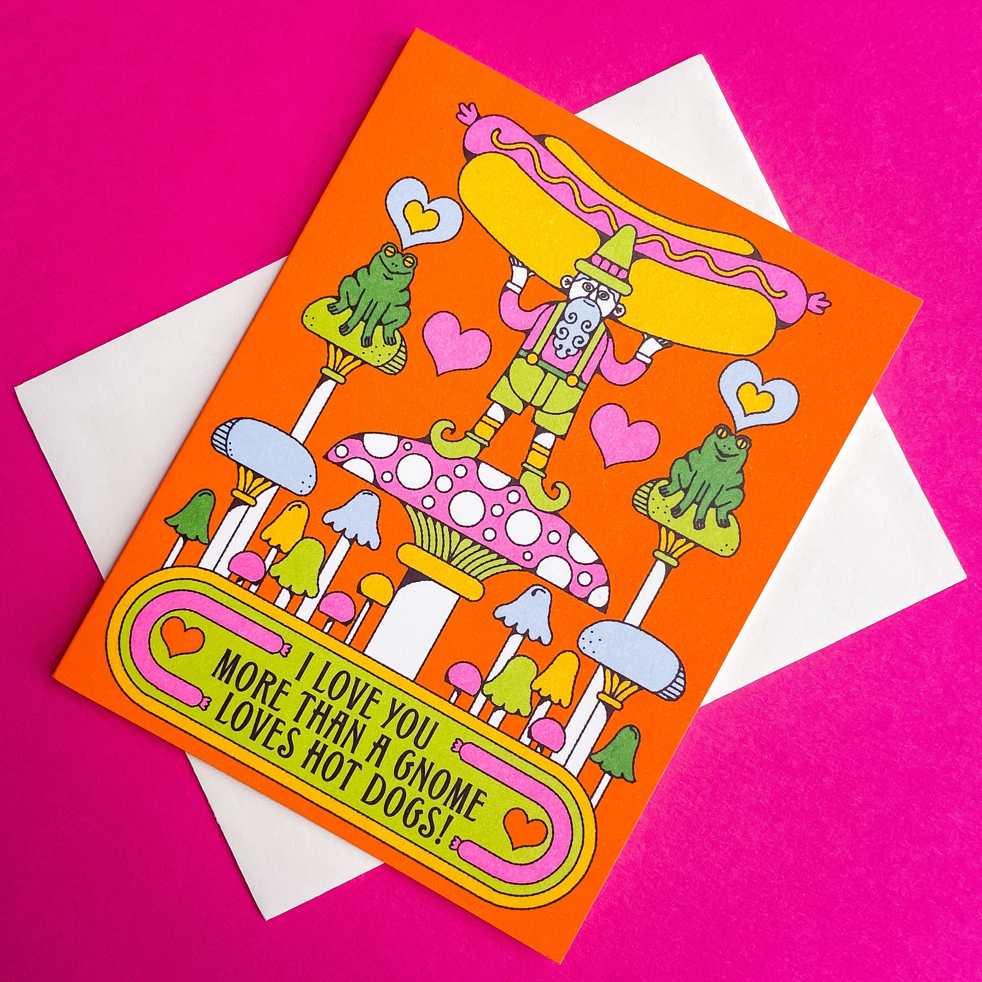 Neon Gnome Greeting Card - Gasp