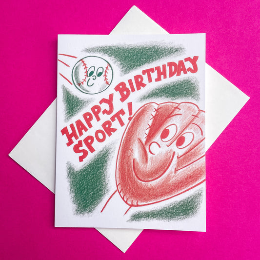 Smiley Baseball Birthday Card - Gasp