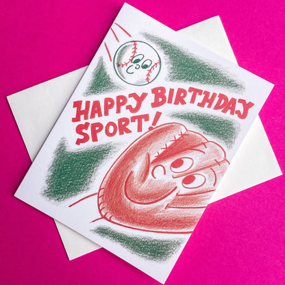 Smiley Baseball Birthday Card - Gasp