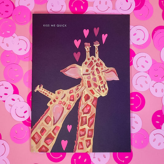 Kiss Me Quick Giraffe Card - Gasp