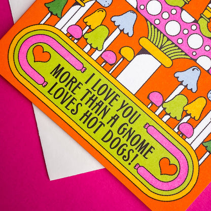 Neon Gnome Greeting Card - Gasp