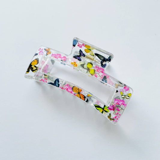 Butterfly Printed Square Claw Hair Clip - Gasp Winter Park