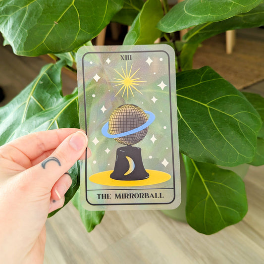 Mirrorball Tarot Card Suncatcher Sticker - Gasp