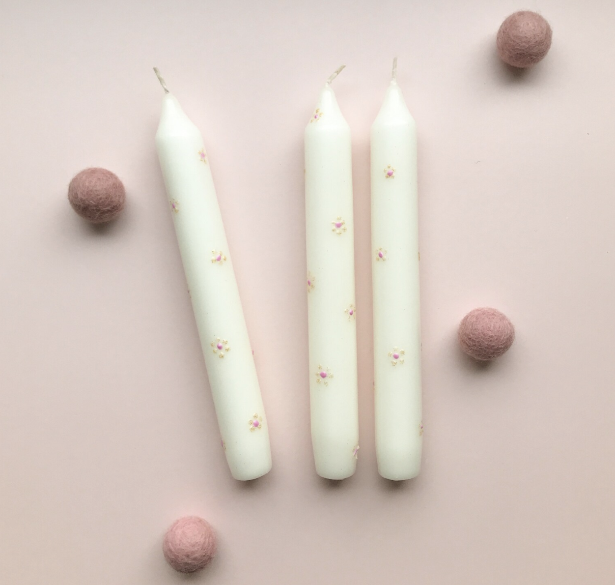 White Taper Candles - Hearts & Smiley - Gasp Winter Park
