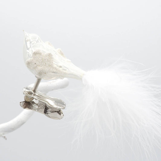 Small  White Bird Clip On Ornament - Gasp Winter Park