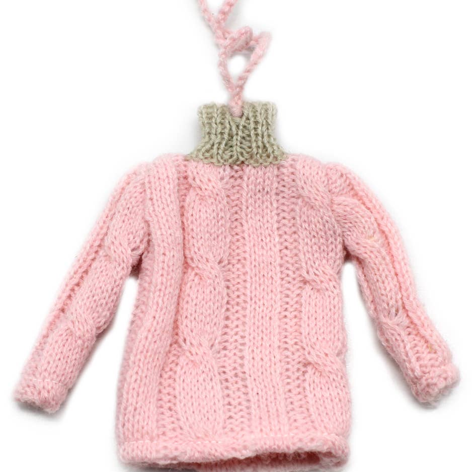Cable Knit Sweater Ornament Pink - Gasp Winter Park